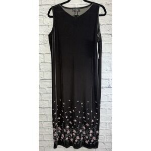 Impressions Velvet‎ Dress Womens M Gray Floral Witchy Art To Wear Vtg Y2K NWT